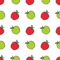 manzana Fruta sin costura modelo en un blanco antecedentes. Fresco manzana vector ilustración