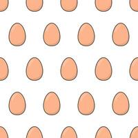 Eggs Seamless Pattern On A White Background. Chicken Boiled Eggs Icon Theme Vector Illustration