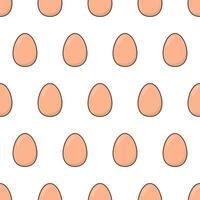 Eggs Seamless Pattern On A White Background. Chicken Boiled Eggs Icon Theme Vector Illustration