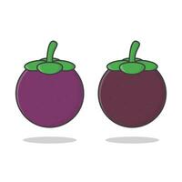 Mangosteen Fruit Vector Icon Illustration. Tropical Exotic Fruit Flat Icon