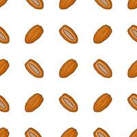 Dates Fruit Seamless Pattern On A White Background. Fresh Dates Fruit Ramadan Vector Illustration