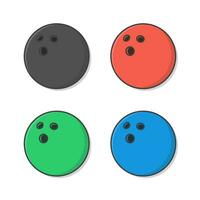 Bowling Balls Vector Icon Illustration. Set Of Bowling Ball Flat Icon