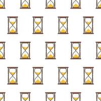 Sand Hourglass Seamless Pattern On A White Background. Sandglass Timer Theme Vector Illustration
