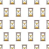 Sand Hourglass Seamless Pattern On A White Background. Sandglass Timer Theme Vector Illustration