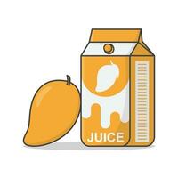 Mango Juice Box With Mango Vector Icon Illustration. Juice Cardboard Packaging. Juice Drink Container