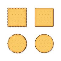 Cracker Biscuits Vector Icon Illustration. Biscuit Cookie Snacks Flat Icon