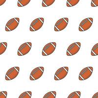 American Football Ball Seamless Pattern On A White Background. Rugby Theme Vector Illustration