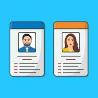 Identification Card Or ID Card With Male And Female Photo Vector Icon Illustration. The Idea Of Personal Identity