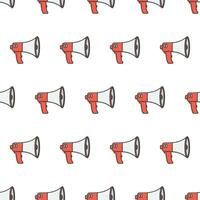 Megaphone Seamless Pattern On A White Background. Speaker Toa Megaphone Theme Vector Illustration