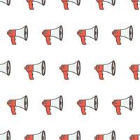 Megaphone Seamless Pattern On A White Background. Speaker Toa Megaphone Theme Vector Illustration