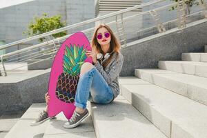 young hipster woman in street photo