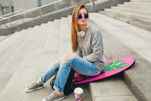 young hipster woman in street photo
