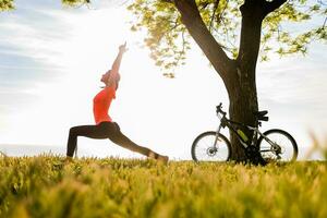 woman doing sports in morning photo