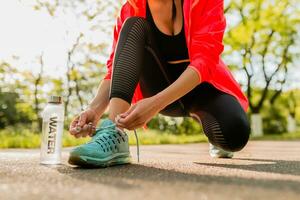 woman doing sports in morning photo