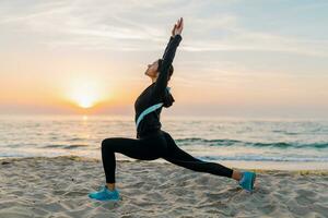 woman doing sports in morning photo