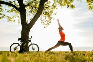 woman doing sports in morning photo