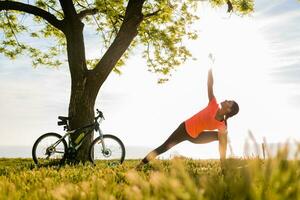 woman doing sports in morning photo