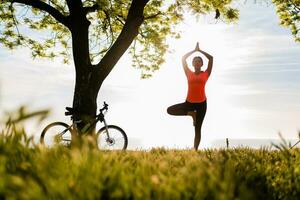 woman doing sports in morning photo