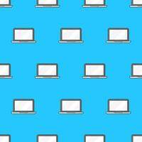 Laptop Seamless Pattern On A Blue Background. Laptop Computer Theme Vector Illustration