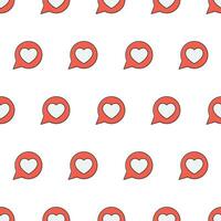 Heart In Speech Bubble Seamless Pattern On A White Background. Love Heart Theme Vector Illustration