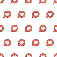 Heart In Speech Bubble Seamless Pattern On A White Background. Love Heart Theme Vector Illustration