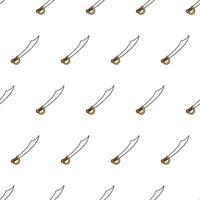 Sword Seamless Pattern On A White Background. Weapon Battle Theme Vector Illustration