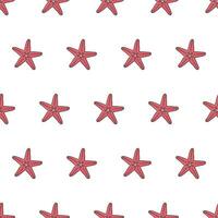 Starfish Seamless Pattern On A White Background. Sea Shell Theme Vector Illustration