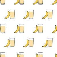 Banana Juice Seamless Pattern On A White Background. Banana Theme Vector Illustration