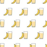 Banana Juice Seamless Pattern On A White Background. Banana Theme Vector Illustration