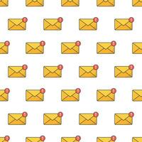 Notification Message Or Email Seamless Pattern On A White Background. Envelope Notification Theme Vector Illustration