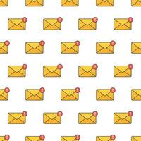 Notification Message Or Email Seamless Pattern On A White Background. Envelope Notification Theme Vector Illustration