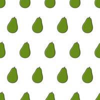 Fresh Avocado Seamless Pattern On A White Background. Avocado Fruit Vector Illustration