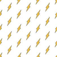 Thunderbolt Seamless Pattern On A White Background. Lightning Bolt Theme Vector Illustration