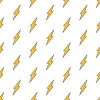 Thunderbolt Seamless Pattern On A White Background. Lightning Bolt Theme Vector Illustration