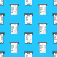 Paper Print Check Seamless Pattern On A Blue Background. Receipt Paper Theme Vector Illustration