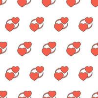 Love Seamless Pattern On A White Background. Red Heart Theme Vector Illustration