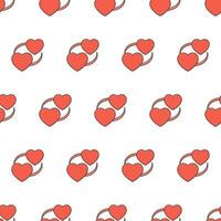 Love Seamless Pattern On A White Background. Red Heart Theme Vector Illustration