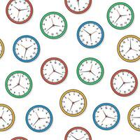 Clocks Seamless Pattern On A White Background. Watch Time Clock Theme Illustration vector