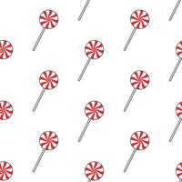 Twisted Or Swirling Lollipops Seamless Pattern On A White Background. Lollipop Candy Theme Vector Illustration