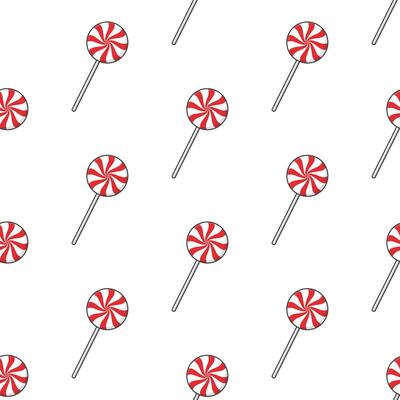 Twisted Or Swirling Lollipops Seamless Pattern On A White Background. Lollipop Candy Theme Vector Illustration