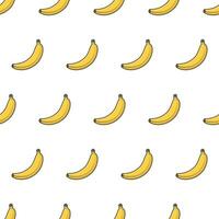 Fresh Banana Seamless Pattern On A White Background. Banana Fruit Vector Illustration