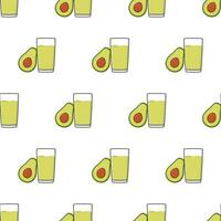 Avocado Juice Seamless Pattern On A White Background. Avocado Theme Vector Illustration