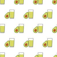 Avocado Juice Seamless Pattern On A White Background. Avocado Theme Vector Illustration