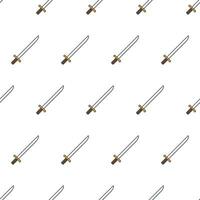 Sword Seamless Pattern On A White Background. Weapon Theme Vector Illustration