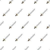 Sword Seamless Pattern On A White Background. Weapon Theme Vector Illustration