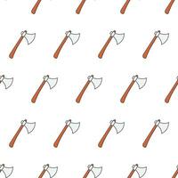 Stone Axe Seamless Pattern On A White Background. Beautiful Axe Theme Vector Illustration