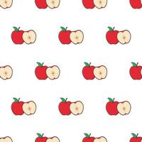 Apple Slice Seamless Pattern On A White Background. Apple Theme Vector Illustration