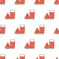 Watermelon Juice Seamless Pattern On A White Background. Watermelon Theme Vector Illustration