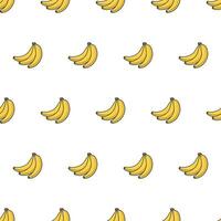 Ripe Banana Bunch Seamless Pattern On A White Background. Fresh Banana Theme Vector Illustration