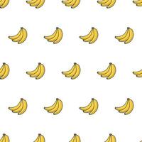 Ripe Banana Bunch Seamless Pattern On A White Background. Fresh Banana Theme Vector Illustration